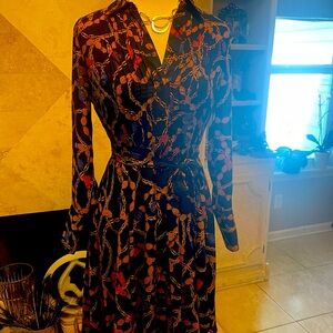 Nanette Lepore Chain Link Pintuck Button Front Fit Flare Shirt Dress Designer 2